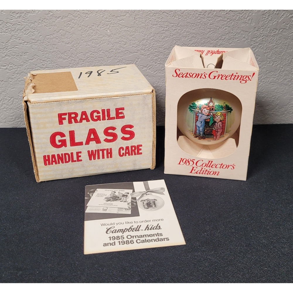 Vintage 1985 Campbell's Kids Collector's Edition Christmas Glass Ball Ornament